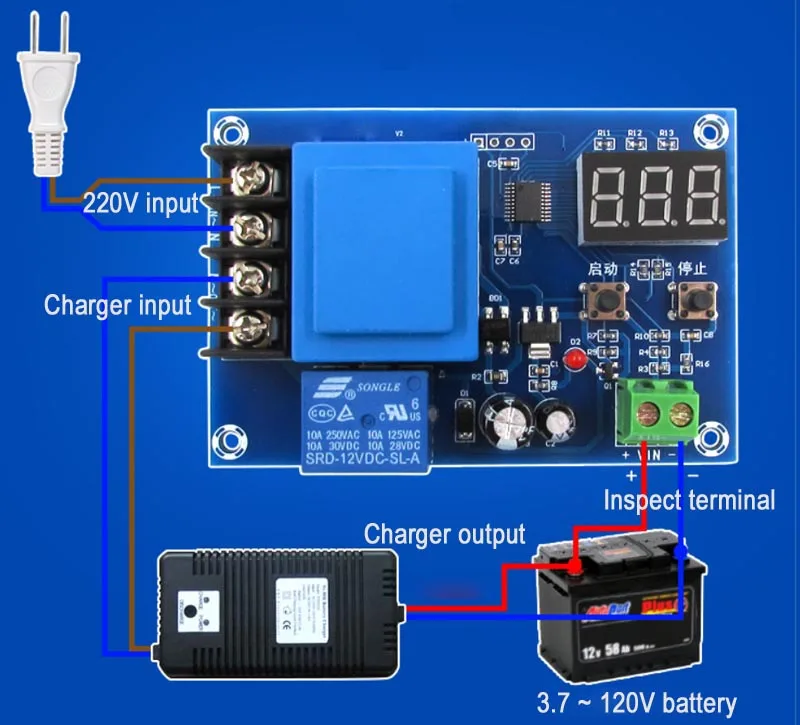Контроль зарядки аккумулятора модуль для 3,7-120 В батареи Автоматическое выключение на количество электроэнергии 220 В вход