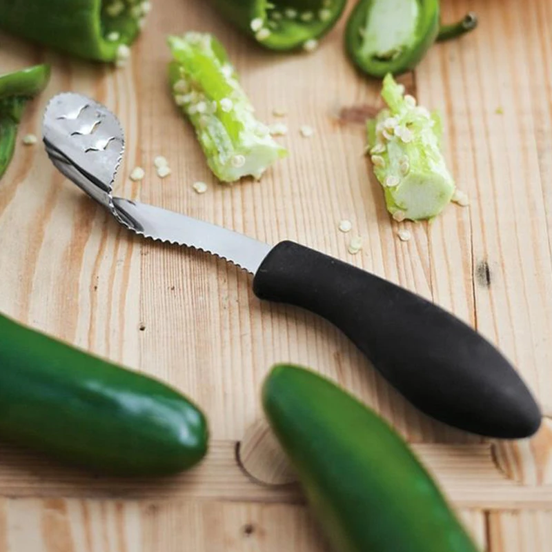 Stainless Steel Fruit Corer With Rubber Handle Barbecue Chili Pepper