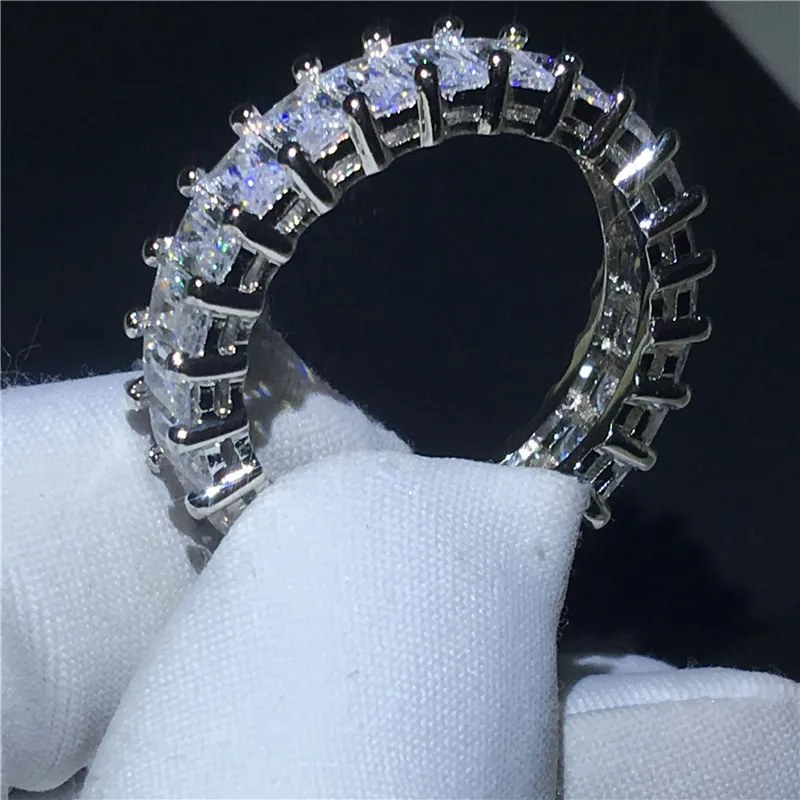 Choucong кольцо вечности принцесса огранка 5A Циркон sona Cz 925 пробы серебро обручальное кольца для мужчин и женщин ювелирные изделия