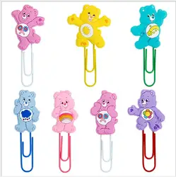 1 шт. рисунки из мультфильма ПВХ Care Bears Rainbow Закладка "медведь" Бумага зажимы Студенческая Канцелярия клипса для заметок, игрушка для детей