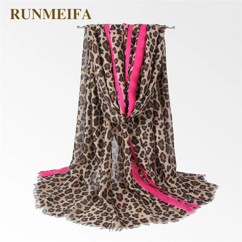 

RUNMEIFA Women Fashion National Leopard Print Scarf Beach Shawls Autumn Summer Spring Foulard Femme Soft Cotton Shawl 90*180cm