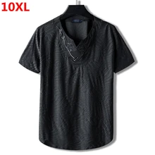 Большие размеры; Национальный стиль; 10XL; 9XL; свободная хлопковая Футболка с воротником и коротким рукавом; Мужская футболка с вышивкой