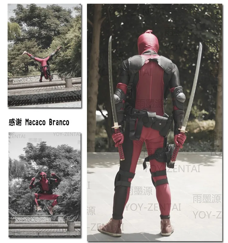 Фильм Coser-5 высокое качество спандекс Deadpool костюм зентай для косплея взрослых Хэллоуин костюм из спандекса с аксессуарами и 6 масок