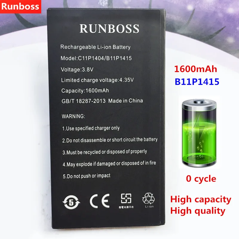 Аккумулятор RUNBOSS B11P1415 100% Новый оригинальный аккумулятор 1600 мАч (1ICP5/41/70) для ASUS ZenFone