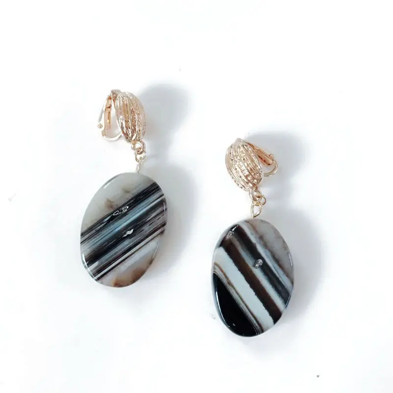 

Free Shipping Geometric Stone Clip Earring For Women