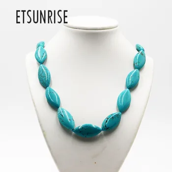 

ETSUNRISE handwork natural stone TQ horse eyes beads fashion jewelry Necklace
