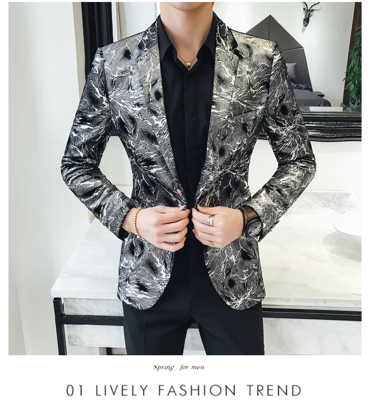 Flashlight Print Velvet Blazer Men High Quality Stylish Blazer for Mens Designer Blazer Suits Jacket Stage Costumes 5xl