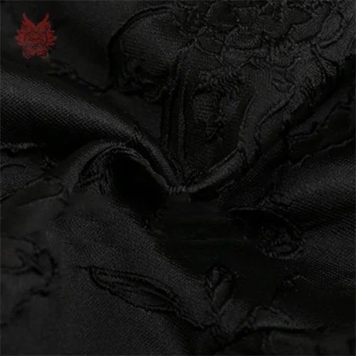 Красный черный 3D Цветочный Жаккард парча ткань для платья пальто костюмы Лоскутная Ткань telas tecidos tissu текстиль SP3859 - Цвет: Black per pic