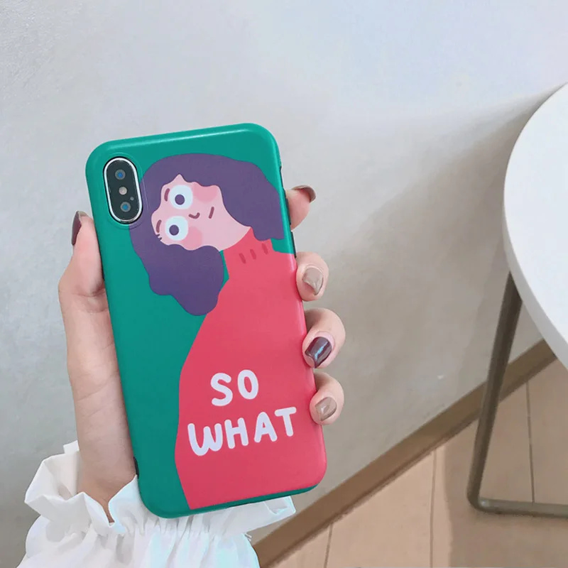 

Cute Cartoon Girl Phone Case For iphone 7 6s 8 6 plus Case For iphone X XS Max XR Back Cover Fashion Funny Soft TPU Cases Capa
