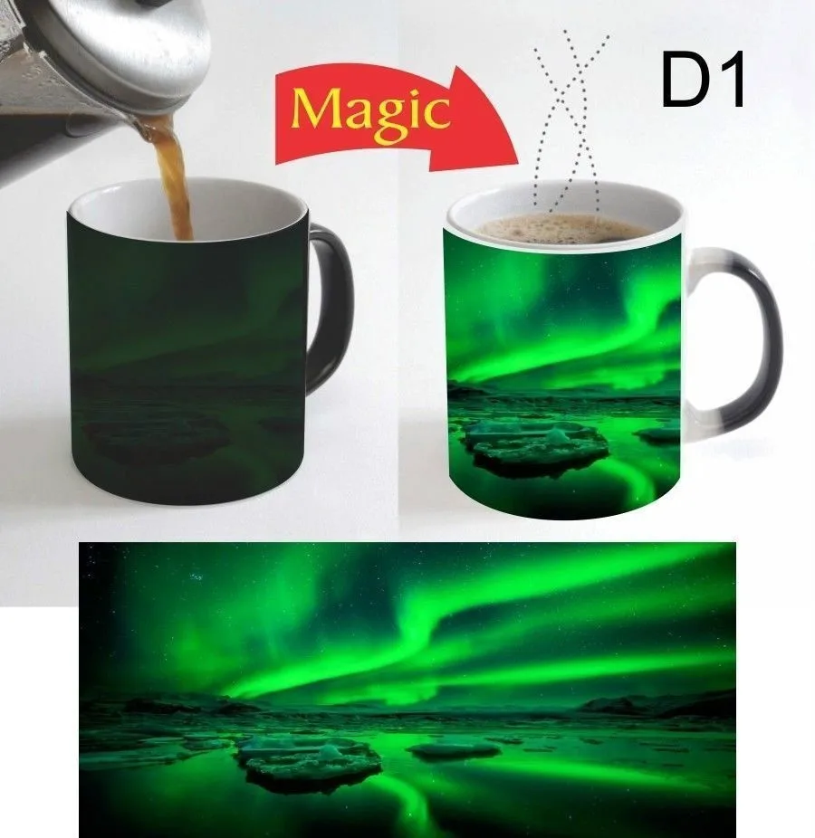 Красивая кофейная кружка Aurora Northern Lights меняющая цвет Волшебная 11 унций на