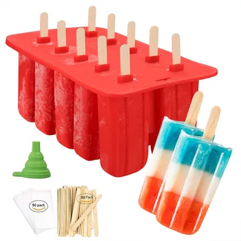 

LMETJMA Popsicle Molds Food Grade Silicone Frozen Ice Cream Pop Maker Mold with 50 Wooden Sticks and 50 Popsicle Bags KC0252