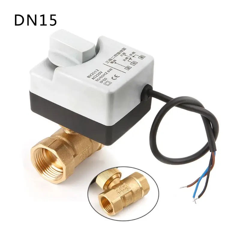 AC220V DN15 DN20 DN25 2 Way 3 Wires Brass Motorized Ball Valve Electric Actuato With Manual Switch | Обустройство дома