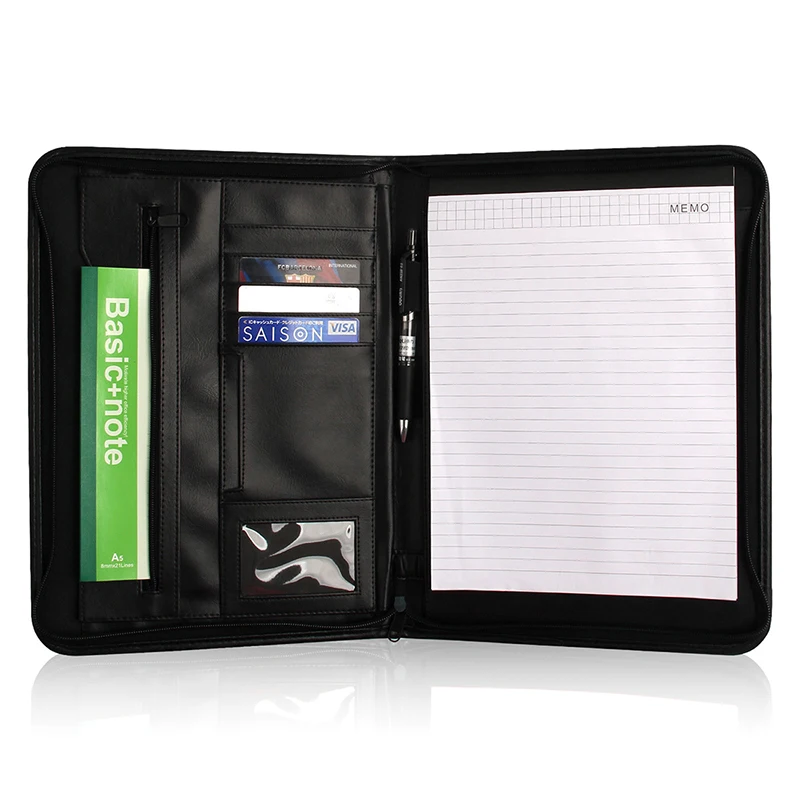 A4 Zipped Multifunction Business Folder - Цвет: Black