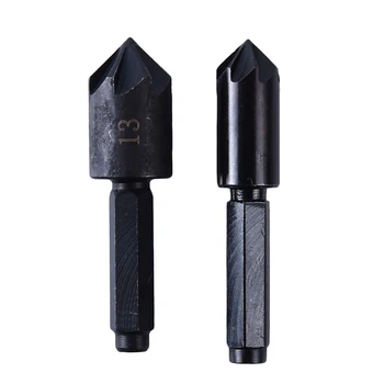 

2Pcs/set 7 Flute Countersink Drill Bit 1/4" Hex Shank Drill Bit Tool For Woodworking Chamfer Cutter Length 5cm