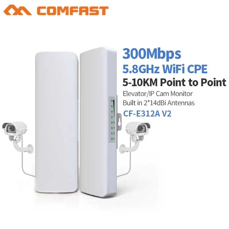 

2pcs 5-10KM WIFI Range Wireless Outdoor CPE Router WIFI Extender 5.8G 300Mbps WiFi Bridge Access Point AP Antenna WI-FI Repeater