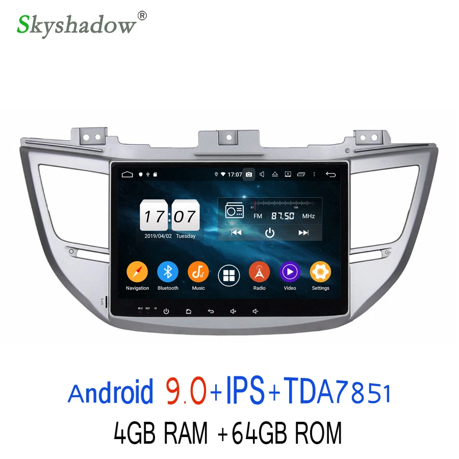 DSP 10," Android 9,0 для hyundai IX35 TUCSON- 4 Гб ОЗУ 8 ядер 64 ГБ Автомобильный dvd-плеер gps naviga радио wifi Bluetooth 4,2