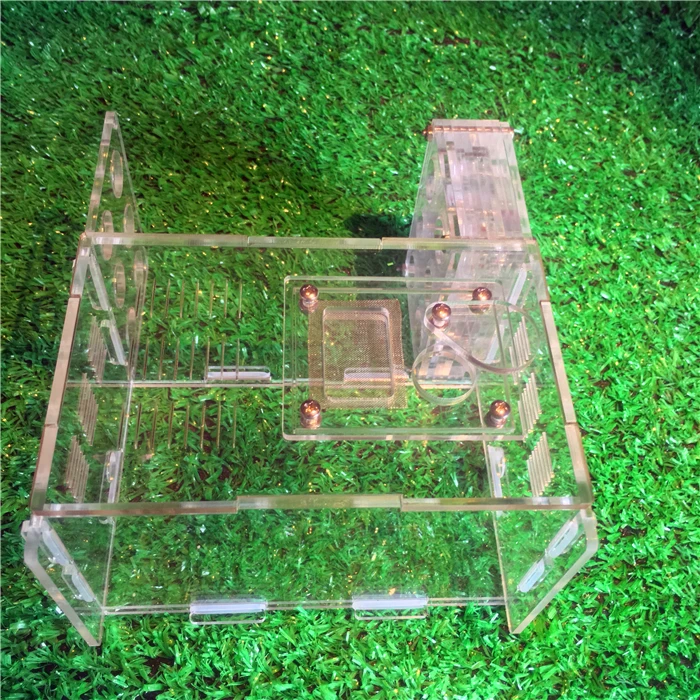DIY акриловая стеклянная муравьиная ферма с областью кормления Муравьиное гнездо муравьиная фабрика мастерская насекомых 6 тестовых трубок животный муравейник 15*14,5*8,5 см
