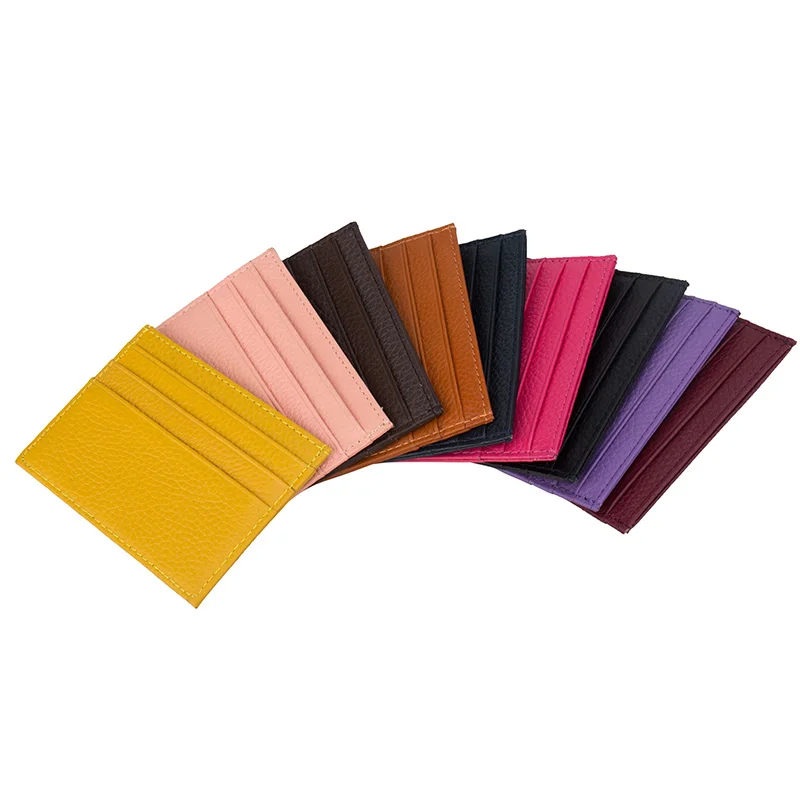 

100% Cow Genuine Leather ID Card Holder Litchy Grain Candy Color Travel Card Cover Multi Slot Slim Card Case (Custom available)