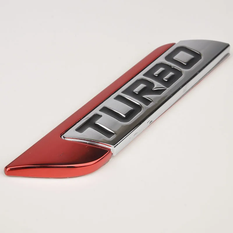 Car Emblem Red 3D Metal Turbo Logo Badge Car Body Sticker Decal Decor