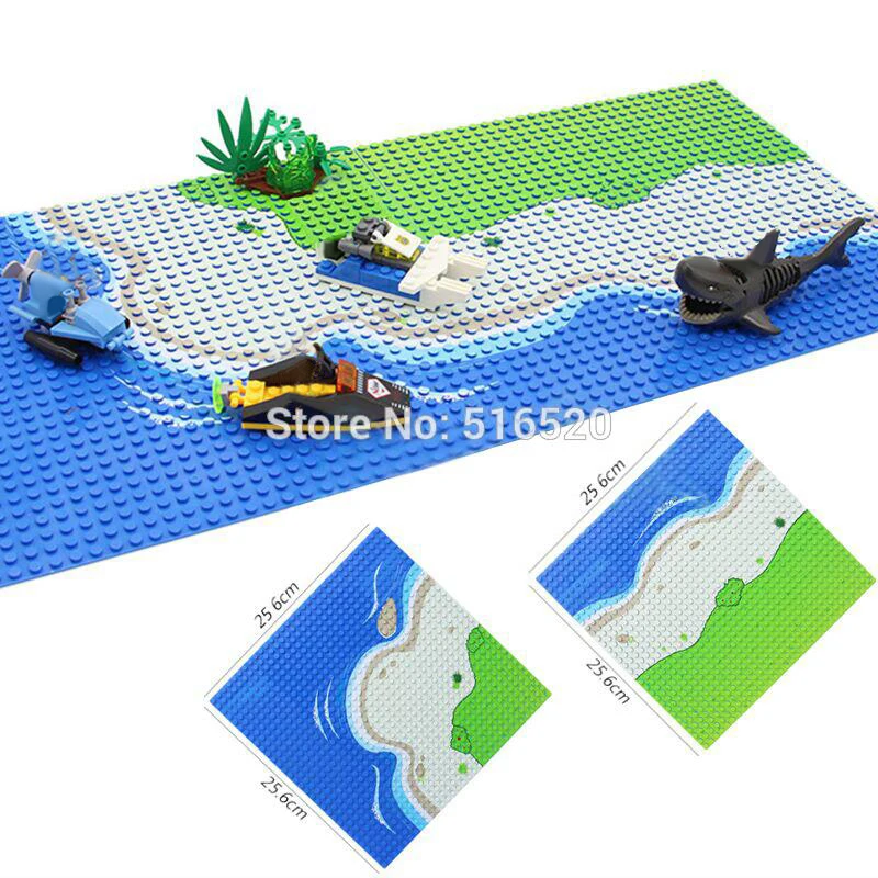 

10 inch City Military Ocean Sandy Beach River Base Plate Toy 32x32 Dots Baseplate Bricks Building Block DIY Toys for Children