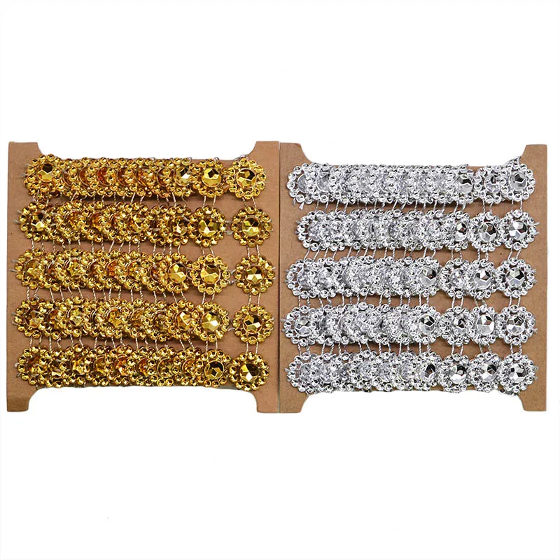 

2yard 15mm Gold Silver Rhinestone Chain Sew On Glue On Trim Apparel Sewing Accessories DIY Supplies Pearl Crystal Chain