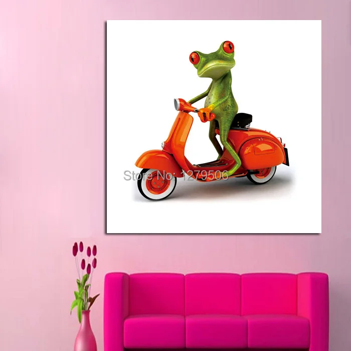 

Handmade Abstract Modern Art Driving Frog Abstract Decor Lovely Animal Oil Painting On Canvas For Living Room Decor