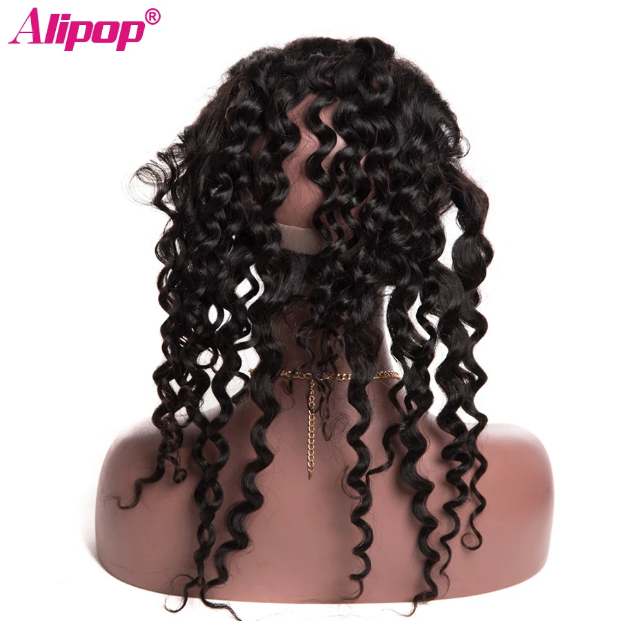 

ALIPOP Brazilian Water Wave Hair 360 lace Frontal Closure With Baby Hair Pre Plucked 100% Remy Human Hair Natural Hairline