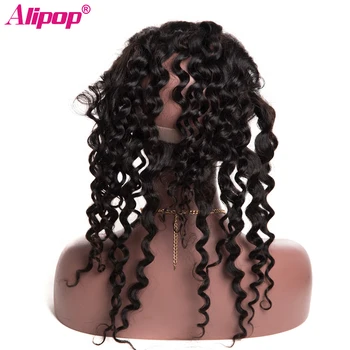 

ALIPOP Brazilian Water Wave Hair 360 lace Frontal Closure With Baby Hair Pre Plucked 100% Remy Human Hair Natural Hairline