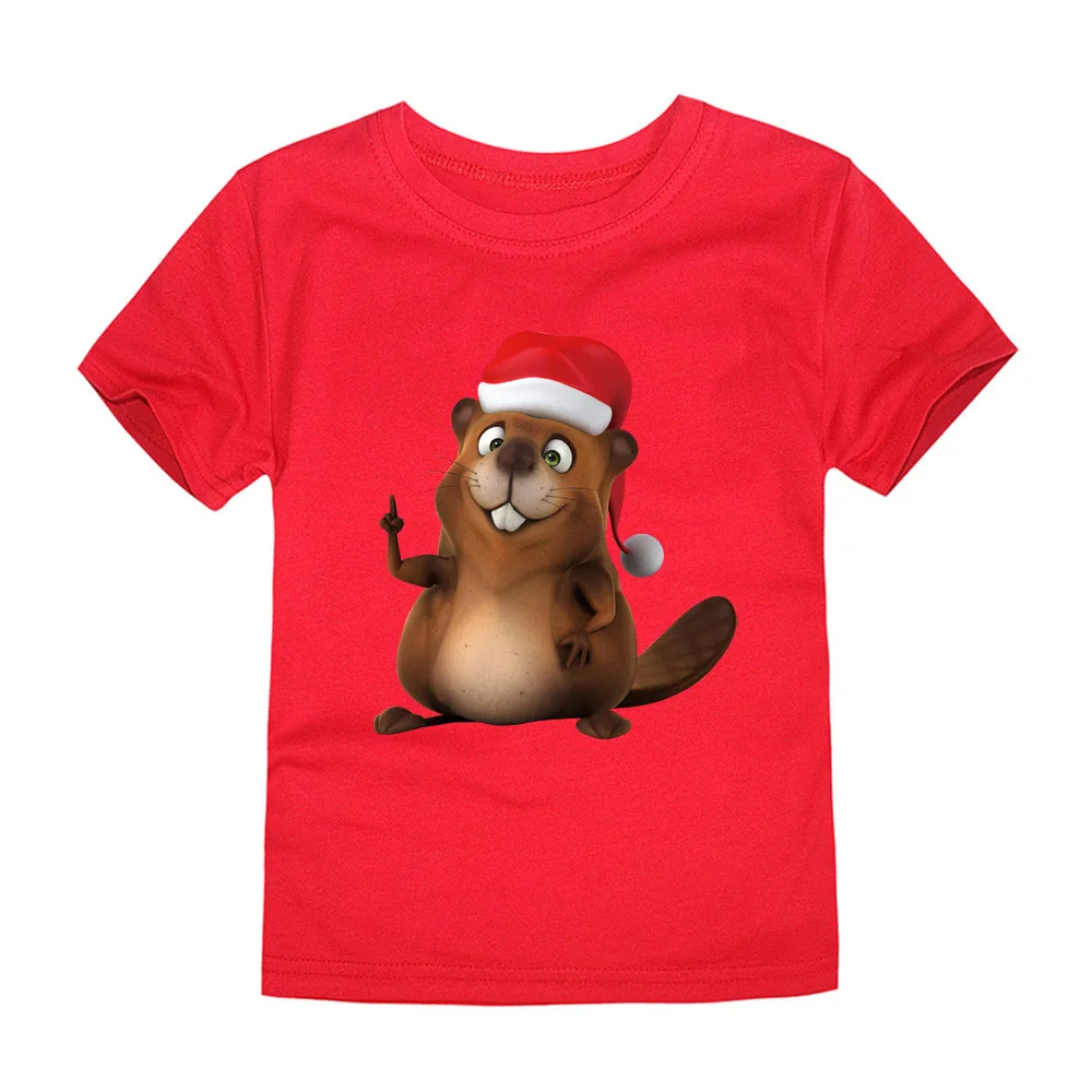 

Boys Girls Summer Christmas T Shirts Children Cotton Christmas Santa Mouse 3D Heat Transfer T-shirts Baby Girls Tops