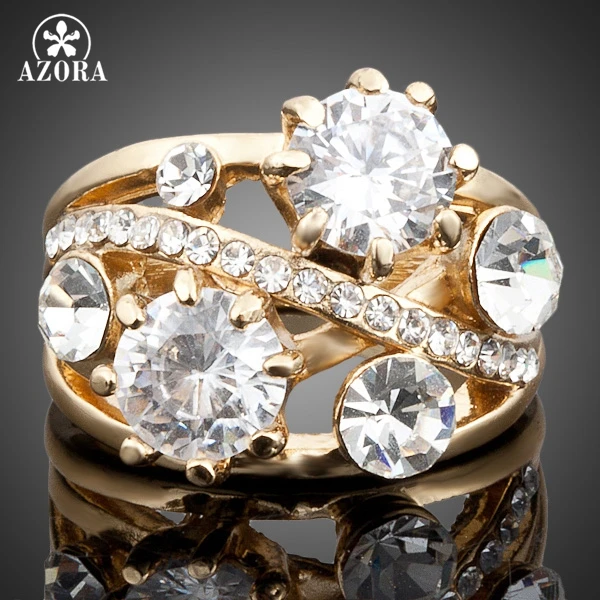 

AZORA Gold Color Gorgeous Transparent Stellux Austrian Crystal Ring TR0005