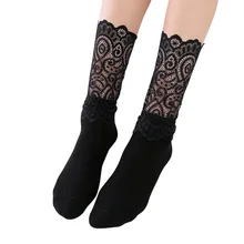 Модные новые японские полые кружевные носки, однотонные кружевные хлопковые сексуальные носки harajuku, милые носки