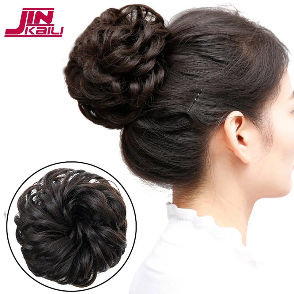 JINKAILI Curly Chignon Hair Tails Natural Fake Hairpieces Women Hairstyles Heat Resistant Synthetic Hair Pieces Hair For Women
