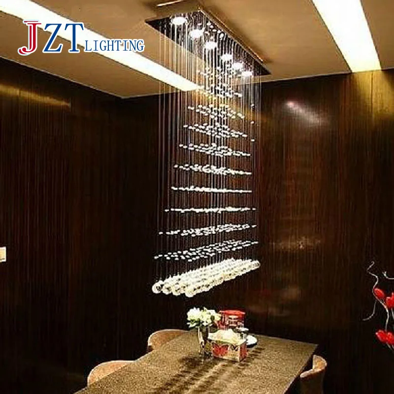 

BEST PRICE K9 Crystal Chandeliers Rectangular LED Restaurant Chandeliers Living Room Curtain Light Hanging Wire Crystal Lamp