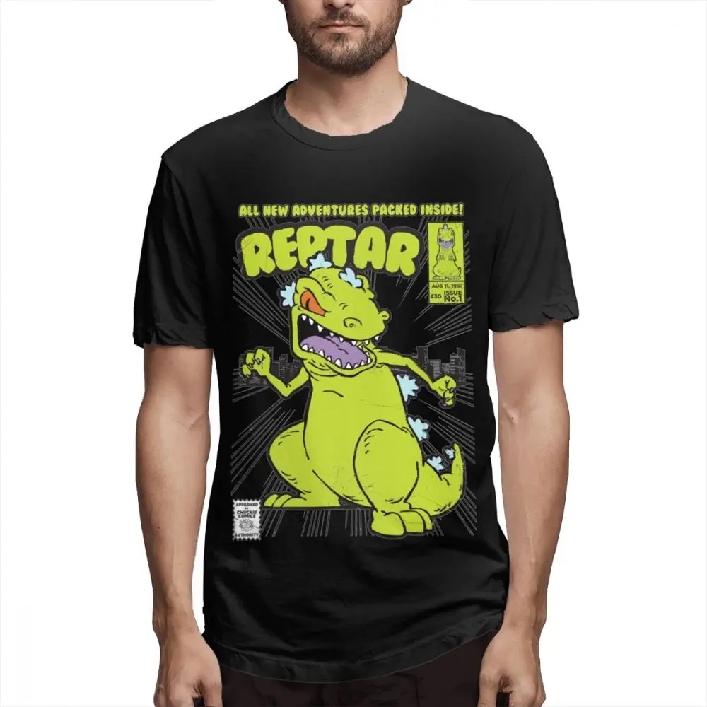 Для мужчин динозавр Reptar Comic Rugrats летняя футболка Классический круглый воротник