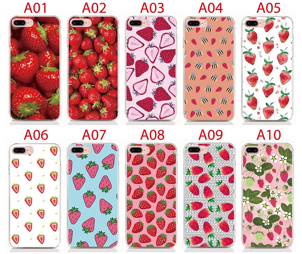 Чехол с клубникой для Samsung Galaxy A3 A5 A7 J3 J5 J7 2017 US/EU Eurasian Version C10 S8 S7 Active мягкий TPU чехол