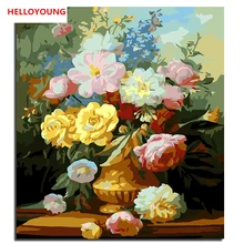 YH103 DIY Ручная роспись маслом элегантный цветок цифровая живопись по номерам Масляные картины китайские картины-свитки домашний декор