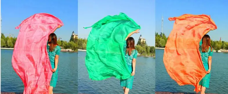 Шелк дешевая шелковая вуаль для танца живота для женщин и детей градиентный цвет 200 см 250 см 270 см Большой размер