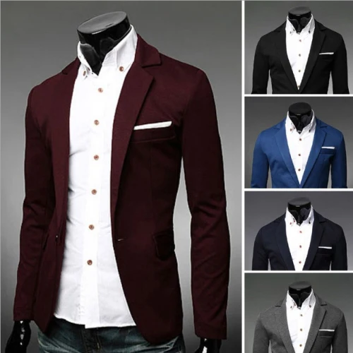 Spring 2014 Men's Casual Slim a Button Knitted Blazers Suit, Mens