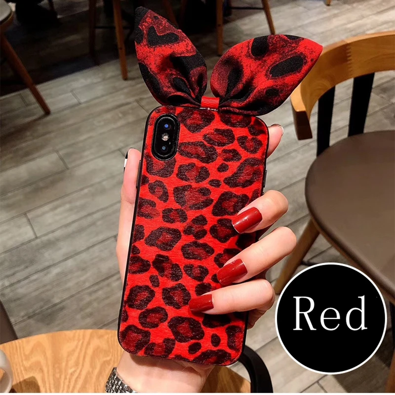 

For Samsung s8 s9 plus note8 note9 for Galaxy note 8 9 Luxury Gift Cute soft Horse hair leopard Ear phone case cover