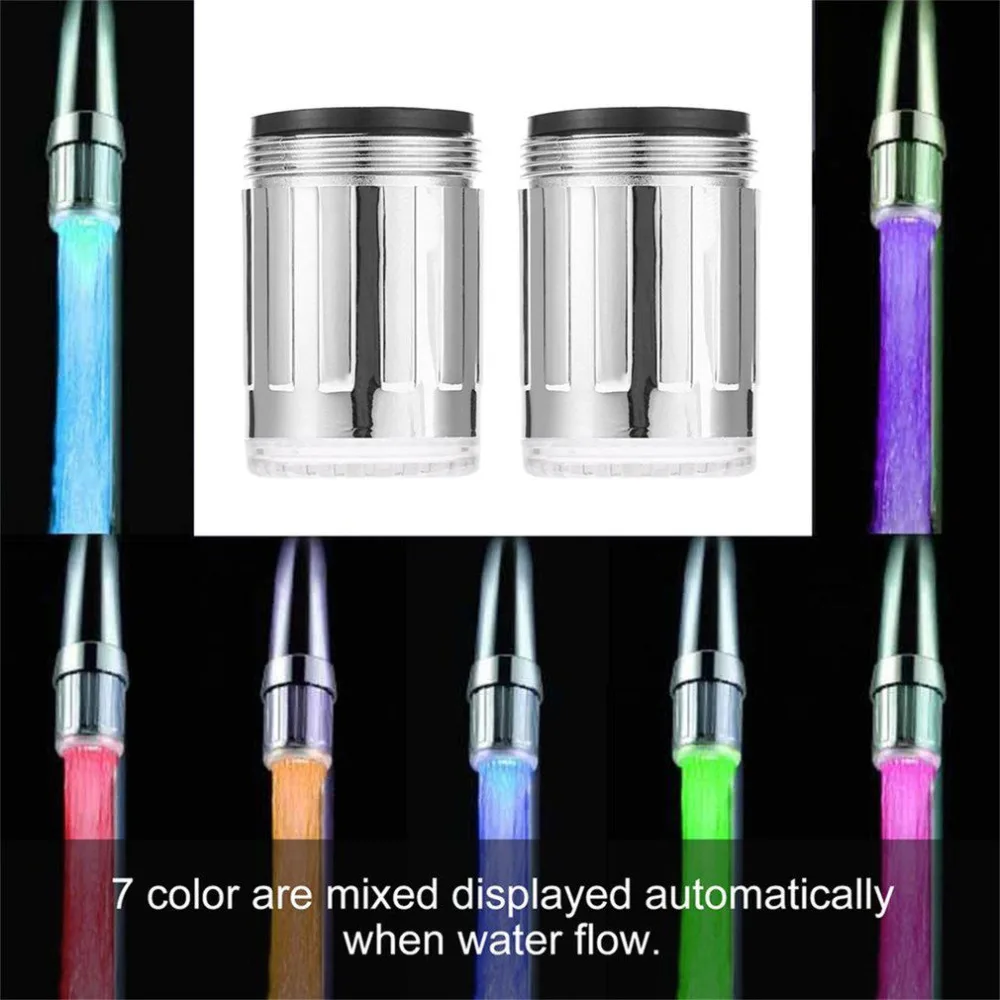 2 шт. 7 цветов RGB светодиодный светильник водопроводный кран насадка для крана