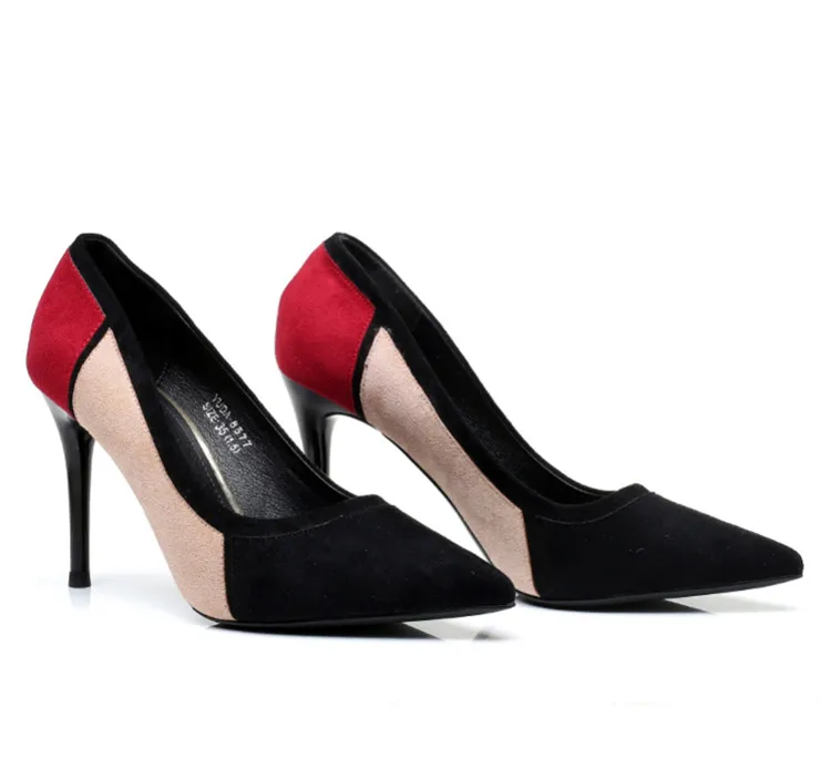 

High-heeled Women 2019 New Spring Top Coloured Korean Version of 100-set Fine-heeled Shoes Small Fresh French Girls'Single Shoes