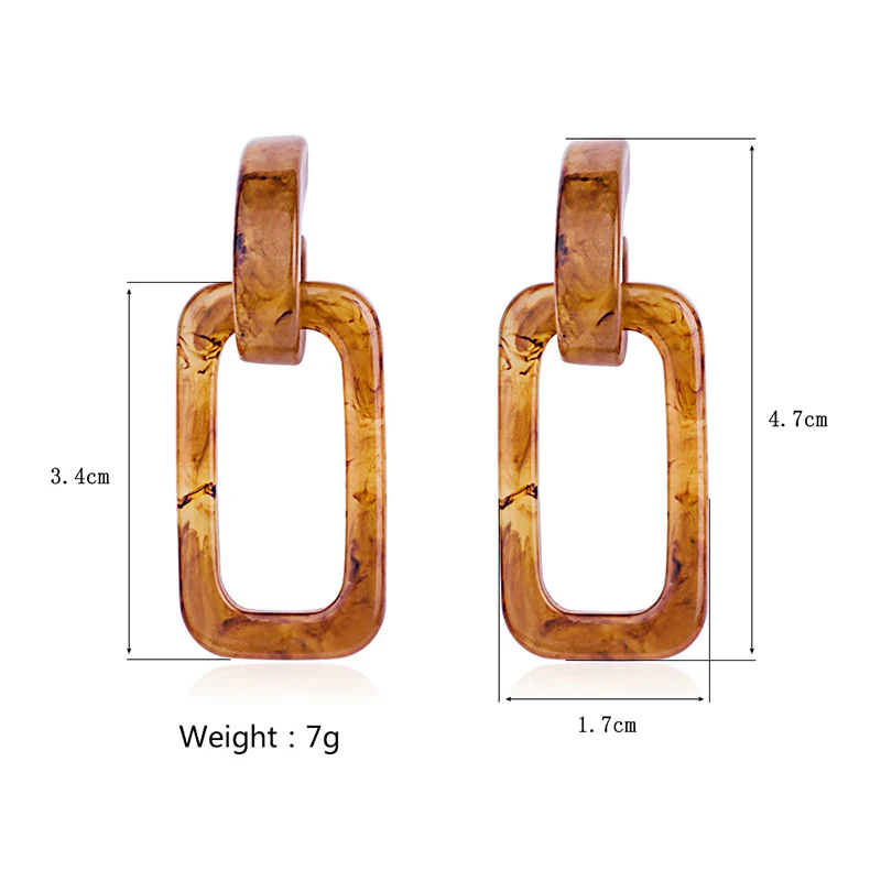 Guanlong  Vintage  Square Acrylic Earrings For Women  2018 korean  Statement  Geometric Resin Earings Fashion Jewelry