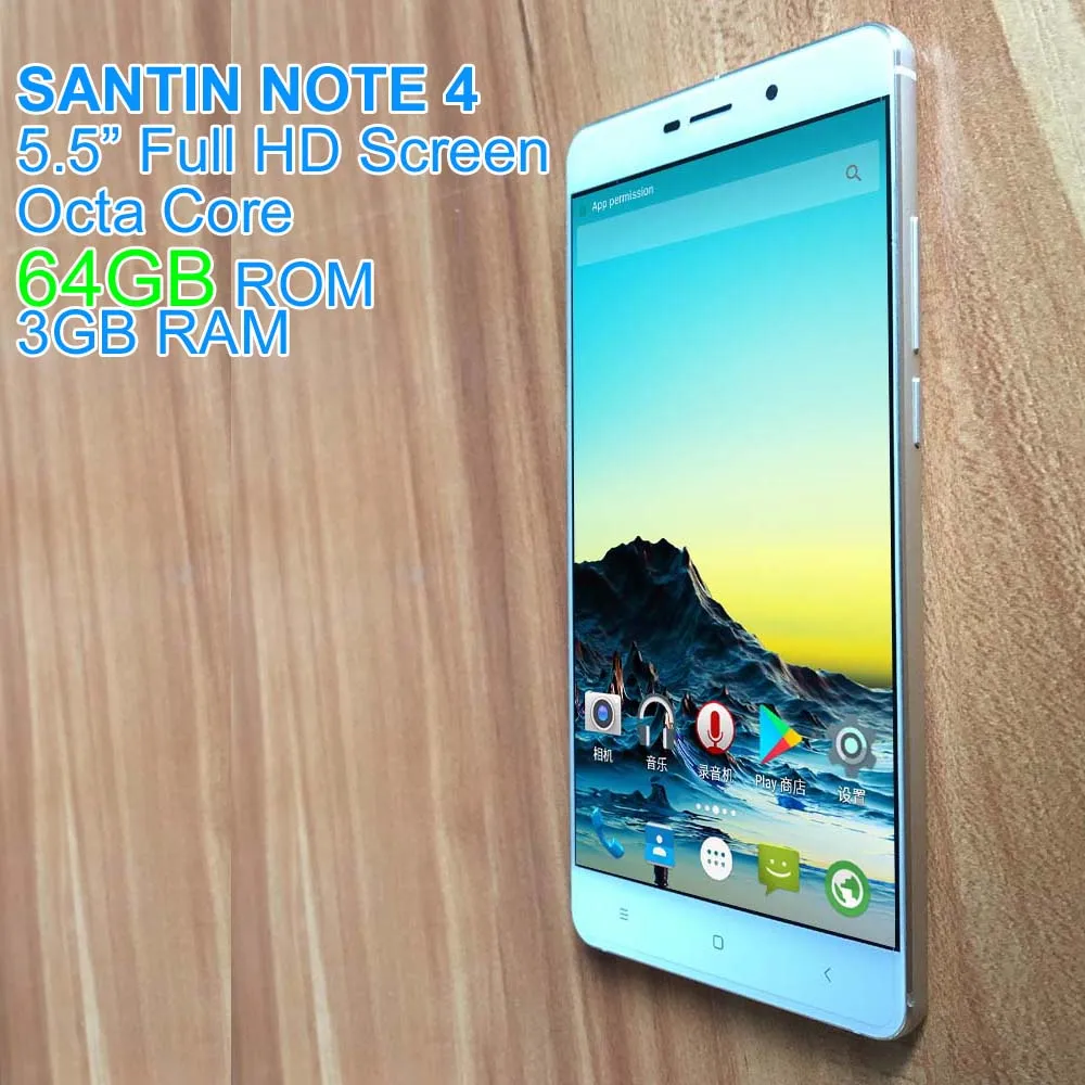 64 Гб ПЗУ SANTIN Note 4 5 'ɿull HD 3 ГБ ОЗУ MTK6753 Восьмиядерный мобильный телефон сканер
