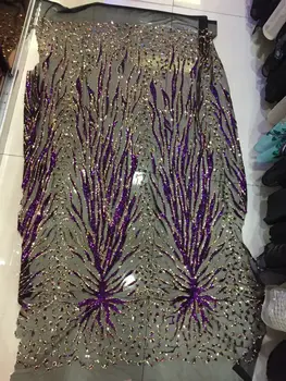 

fashionable tulle embroidery french net lace fabric Cyndi-10.17158 with beads for party dress