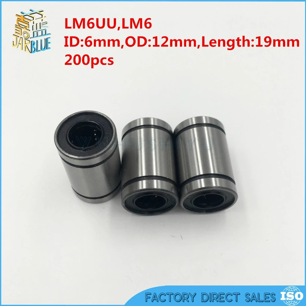 

200pcs/lot LM6UU 6mm Linear Ball Bearing CNC part Linear Bearings