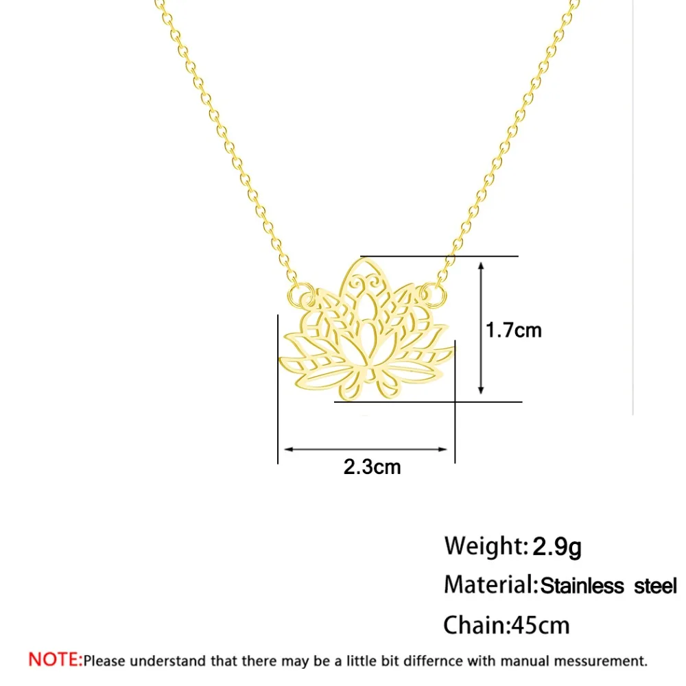 Чандлер, ожерелье из нержавеющей стали с цветущим цветком лотоса, оригами, золотой цвет, розовое золото, мусульманские воротники для йоги, вечерние, подарок
