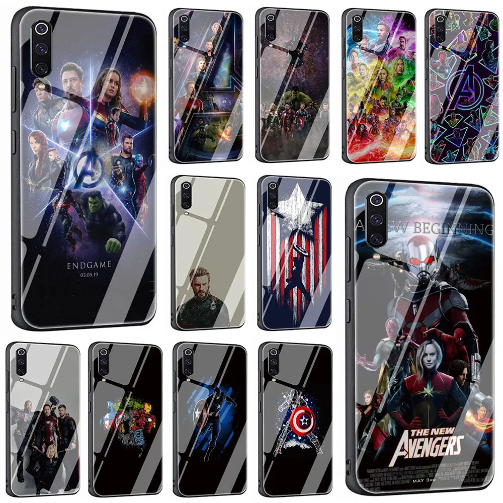 

Marvel Superheroes Tempered Glass Cover Case for Xiaomi 8 Lite A1 A2 9 Redmi Note 5 6 7 Pro 6A 4X F1