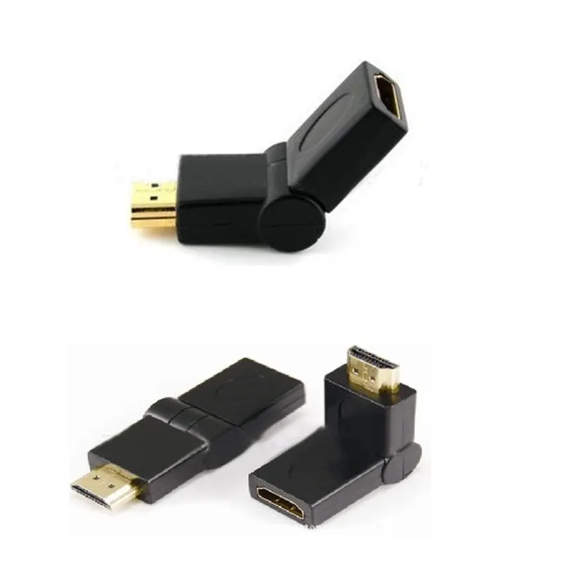 180 / 90 градусов угловой Поворотный HDMI штекер гнездо Кабельный адаптер M/F Коннектор