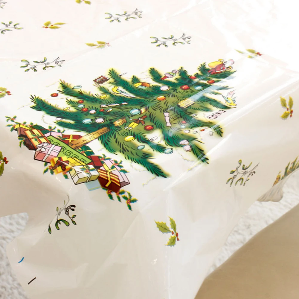 

Christmas Decor PVC Table Cloth Rectangular Tablecloth Flowers Printed Waterproof Oilproof Tea Coffee Table Cover Home Decor