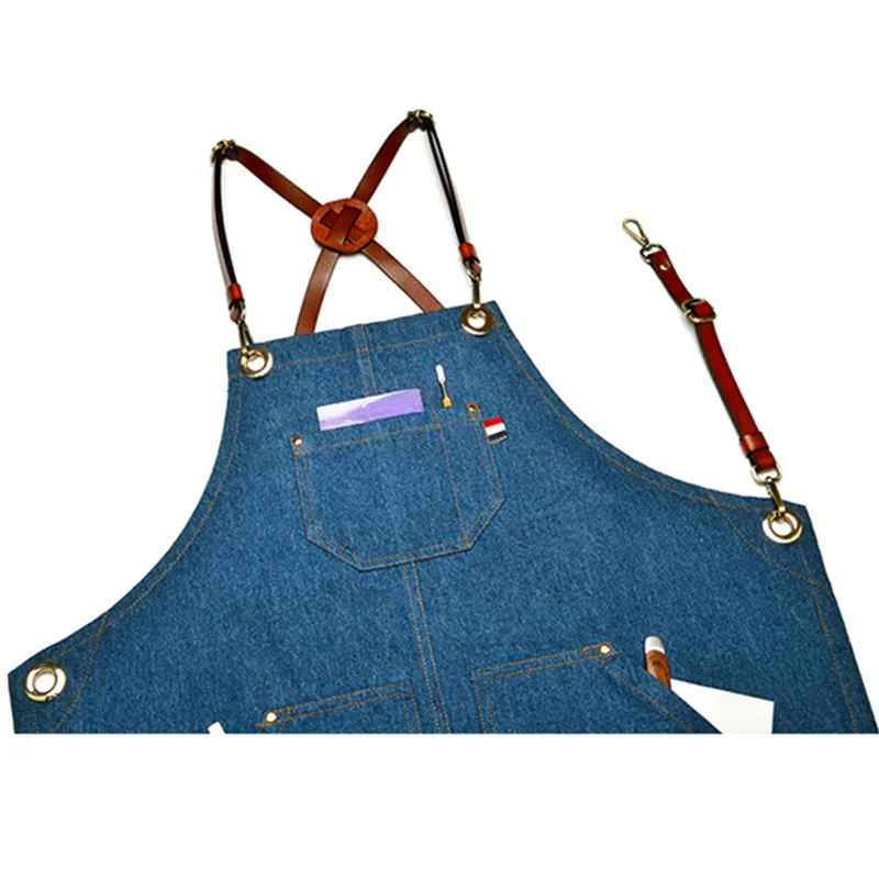 Denim Apron Leather Strap K44-6